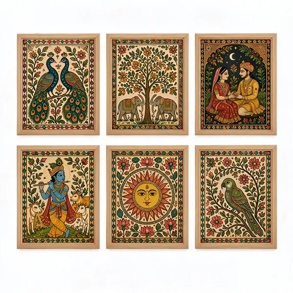 Wooden_Traditional_Indian_Motif_Six-Piece_Framed_Wall_Art_Set