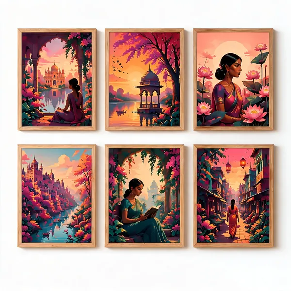 Wooden_Contemporary_Scenic_Art_Set_Of_6_Wall_Paintings