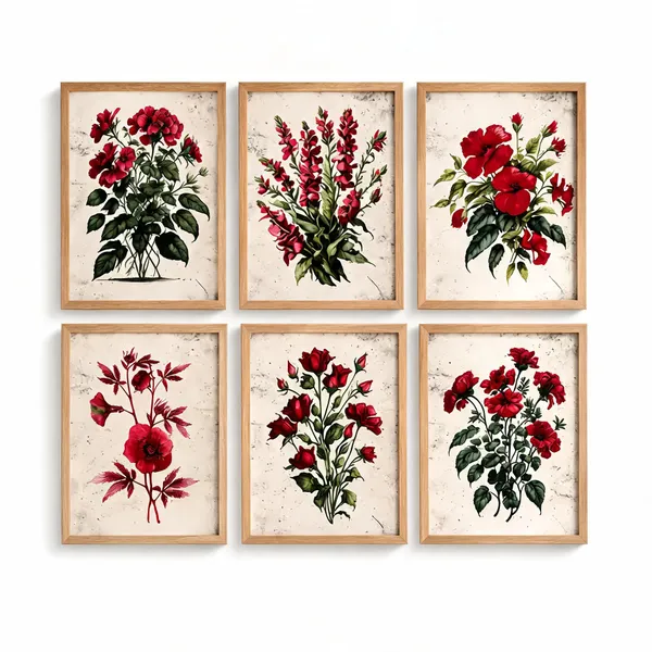 Wooden_Botanical_Floral_Print_Framed_Wall_Art_Set
