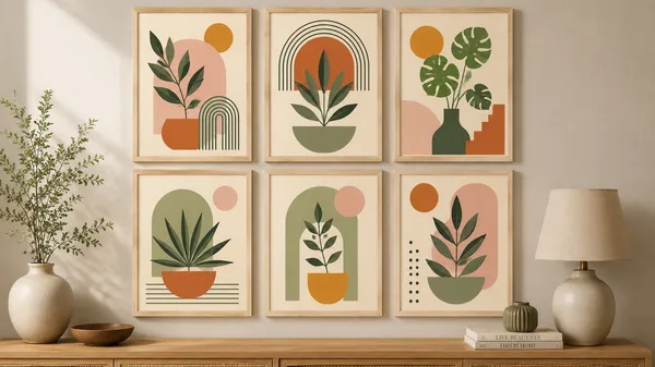 Wood-Style_Abstract_Botanical_Framed_Wall_Art_Set_Of_6