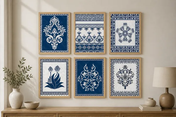 Wooden_Traditional_Floral_Print_Framed_Wall_Art_Set_Of_6
