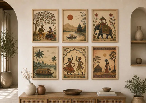Wooden_Vintage_Indian_Art_Set_Of_6_Wall_Frames