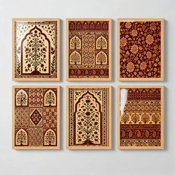 Wooden_Traditional_Floral_Pattern_Framed_Wall_Art_Set