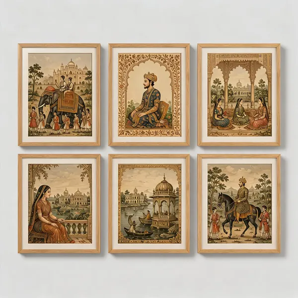 Wooden_Traditional_Indian_Art_Set_Of_6_Wall_Frames