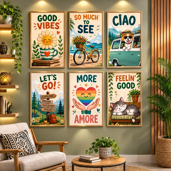 Wooden_Framed_Colorful_Illustrated_Six-Piece_Wall_Art_Set