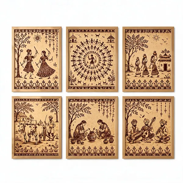 Wooden_Traditional_Folk_Art_Set_Of_6_Wall_Panels