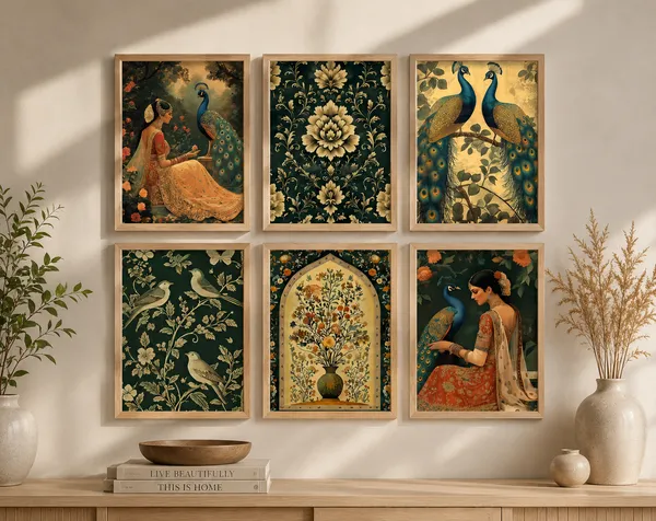 Traditional_Peacock_Floral_Framed_Wall_Art_Set