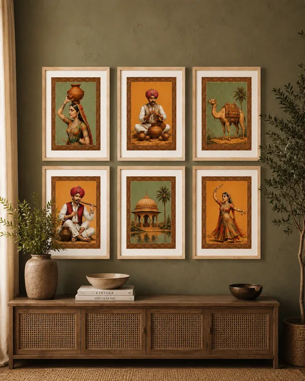 Light_Wood_Finish_Traditional_Rajasthani_Art_Print_Set