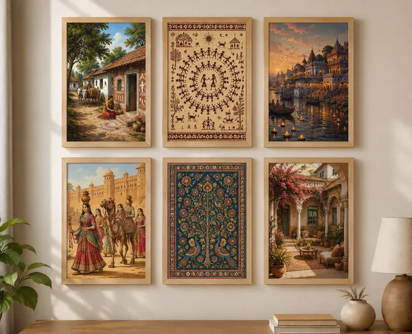 Wood_Traditional_Indian_Art_Framed_Wall_Decor_Set