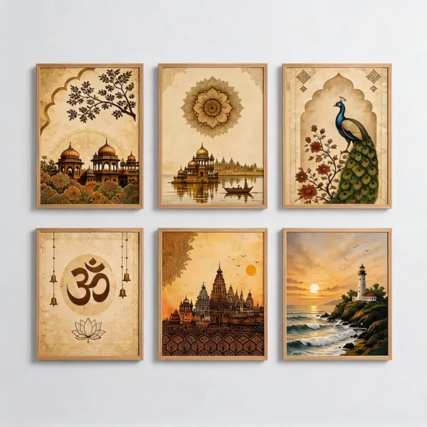 Traditional_Indian_Art_Set_Of_6_Framed_Wall_Paintings