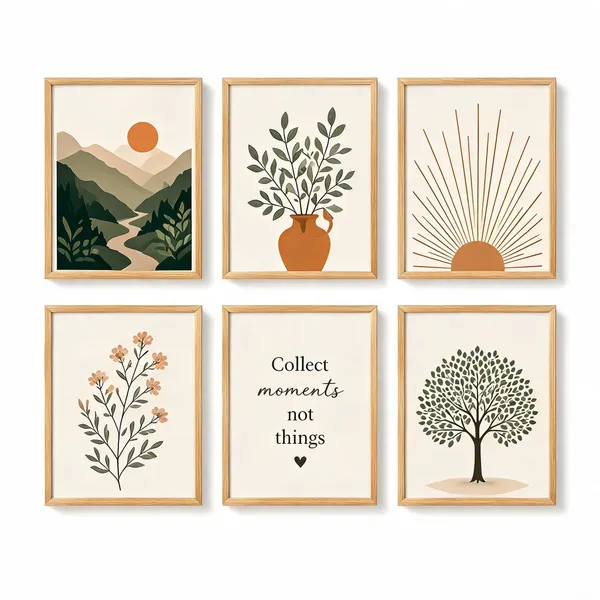 Wood-Toned_Modern_Botanical_Print_Wall_Art_Set
