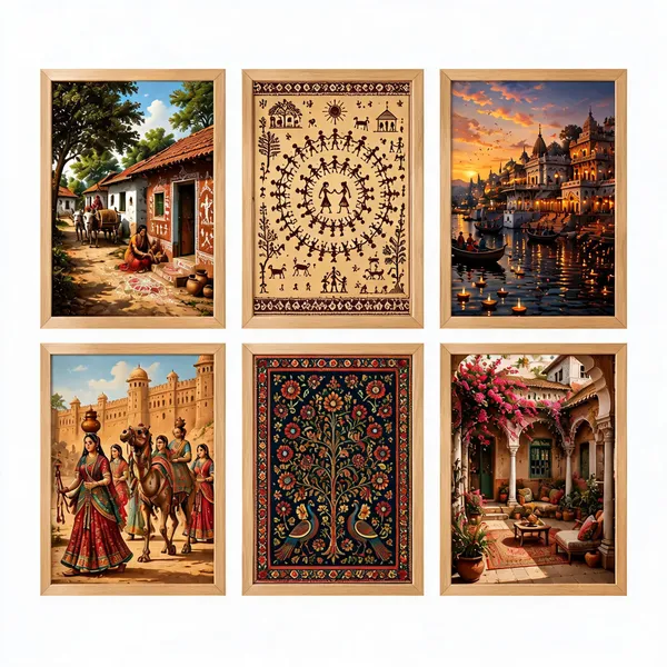 Traditional_Art_Set_Of_6_Framed_Wall_Paintings