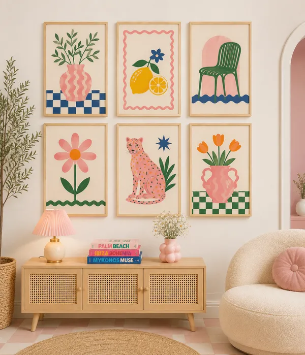 Wooden_Contemporary_Illustrated_Framed_Wall_Art_Set_Of_6