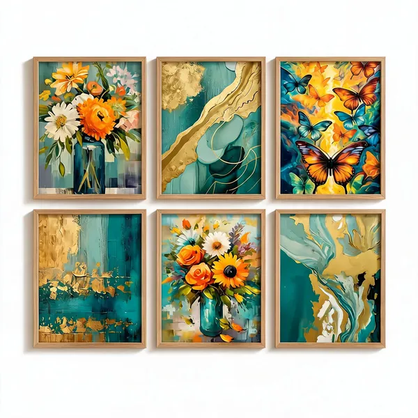 Wooden_Modern_Floral_Print_Set_Of_6_Wall_Art_Frames