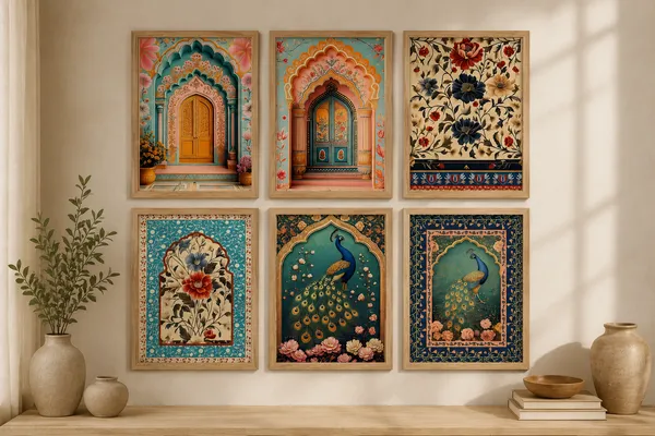 Traditional_Floral_And_Peacock_Framed_Wall_Art_Set