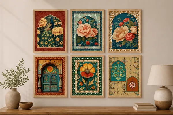 Wooden_Traditional_Floral_Art_Set_Of_6_Framed_Wall_Decor
