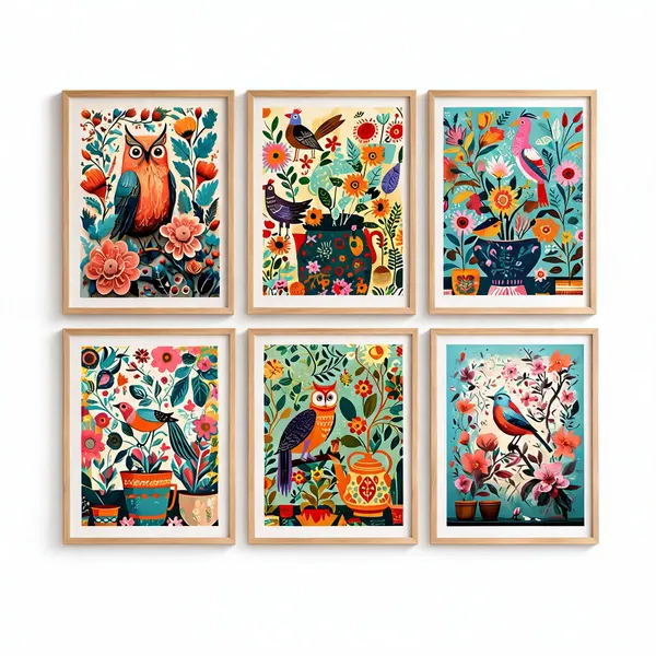 Wooden_Botanical_Bird_Floral_Framed_Wall_Art_Set