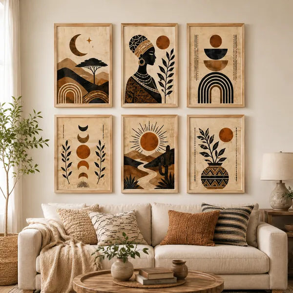 Wood_Bohemian_Abstract_Framed_Wall_Art_Set