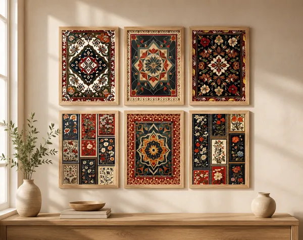 Wood_Bohemian_Floral_Pattern_Framed_Wall_Art_Set