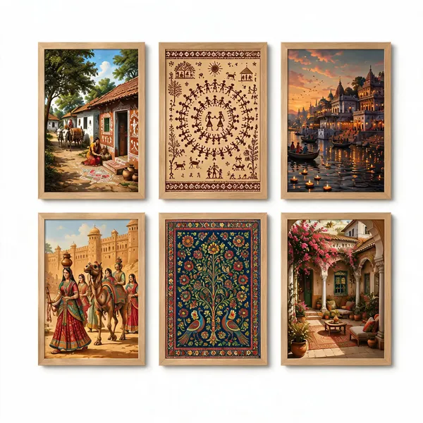 Wood_Traditional_Indian_Art_Framed_Wall_Decor_Set