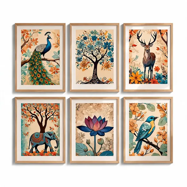 Wooden_Botanical_Animal_Art_Set_Framed_Wall_Decor