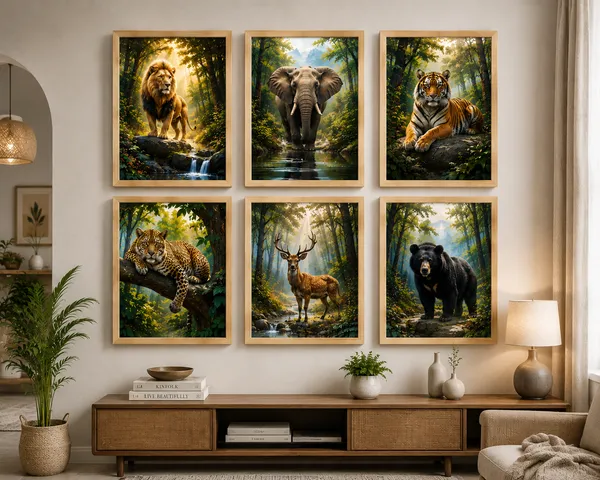 Wooden_Wildlife_Print_Set_Of_6_Wall_Art_Frames