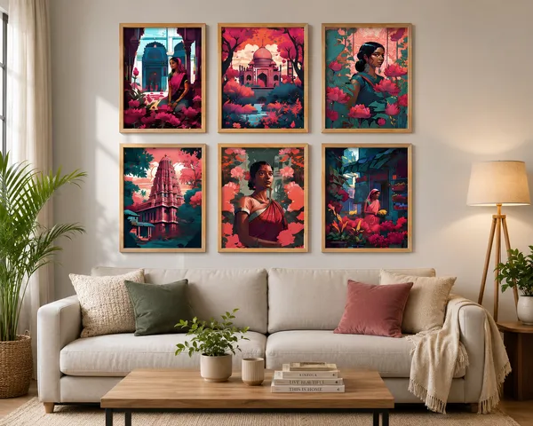 Wooden_Indian_Art_Set_Of_6_Framed_Wall_Paintings