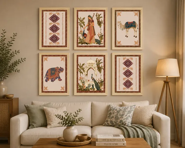 Multicolor_Traditional_Art_Prints_Framed_Set_Of_6