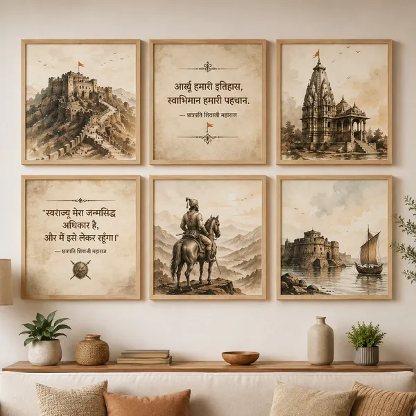 Wood-Tone_Historical_Maratha_Wall_Art_Set
