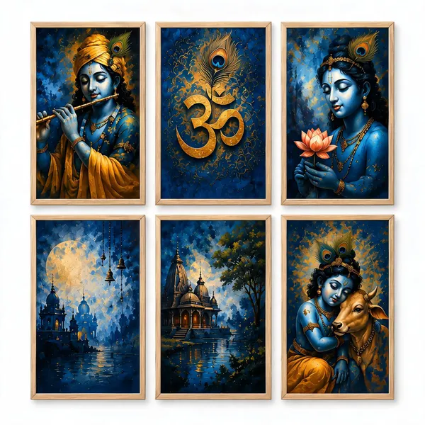 Framed_Devotional_Krishna_Wall_Art_Set_Of_6