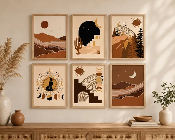 Wooden_Bohemian_Abstract_Framed_Wall_Art_Set