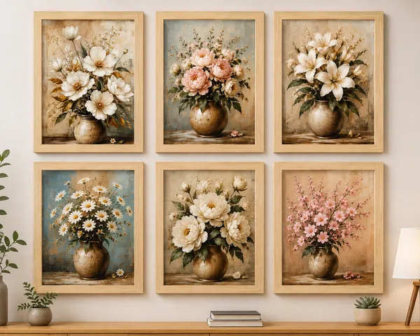 Wood_Finish_Floral_Art_Set_Of_6_Framed_Wall_Paintings