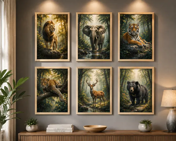 Wooden_Wildlife_Animal_Print_Set_Of_6_Framed_Wall_Art
