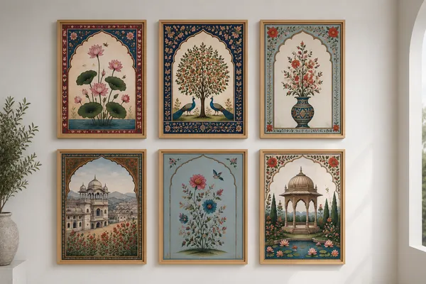 Wooden_Mughal_Floral_Scenic_Framed_Wall_Art_Set