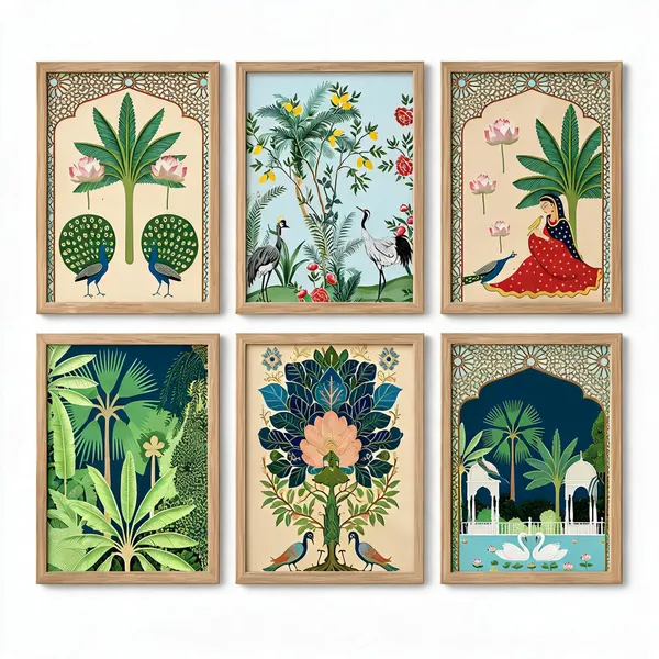 Wooden_Botanical_Peacock_Print_Framed_Wall_Art_Set