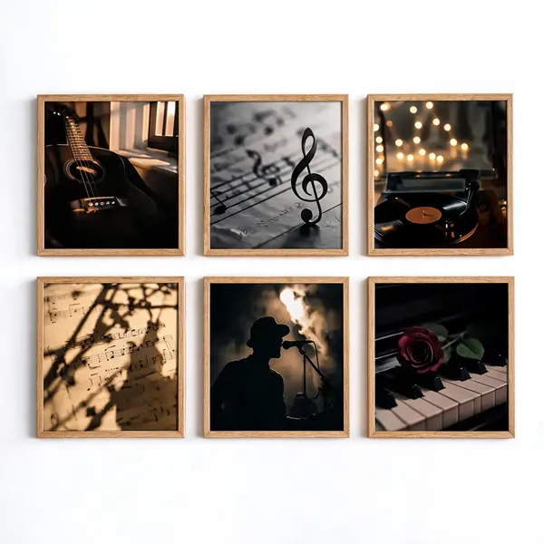 Wooden_Musical_Art_Set_of_6_Framed_Wall_Prints