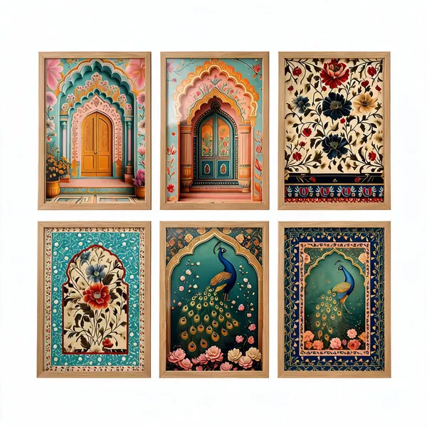 Traditional_Floral_And_Peacock_Print_Framed_Wall_Art_Set