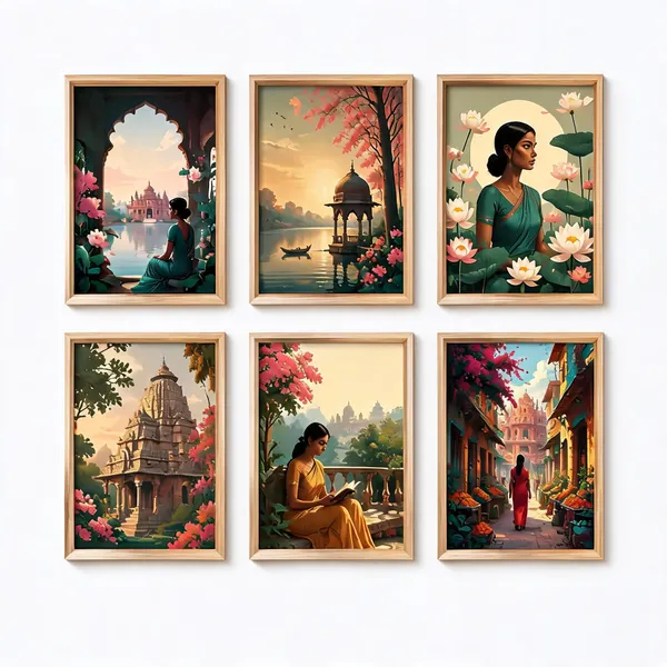Indian_Scenic_Gallery_Wall_Six-Piece_Framed_Art_Set