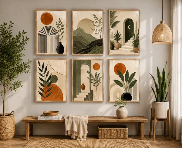 Wood_Frame_Bohemian_Abstract_Botanical_Wall_Art_Set