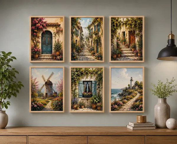 Wood_Tone_Scenic_Set_Of_6_Framed_Wall_Art_Prints