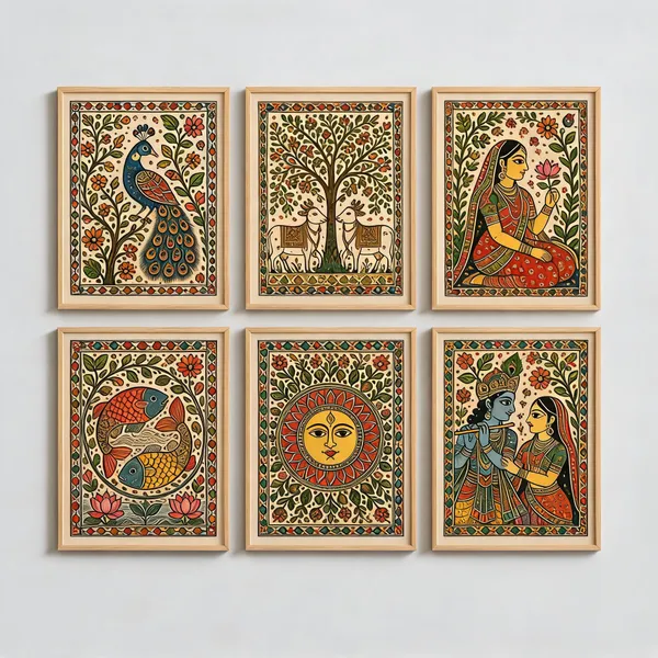 Traditional_Folk_Art_Six_Piece_Framed_Wall_Art_Set