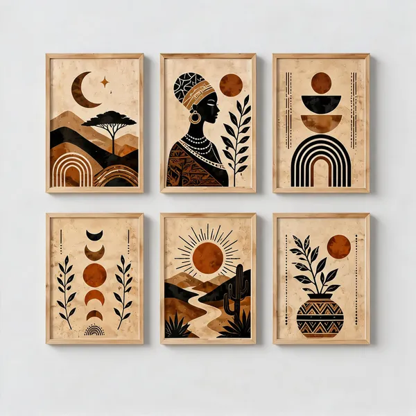 Wood_Bohemian_Abstract_Framed_Wall_Art_Set