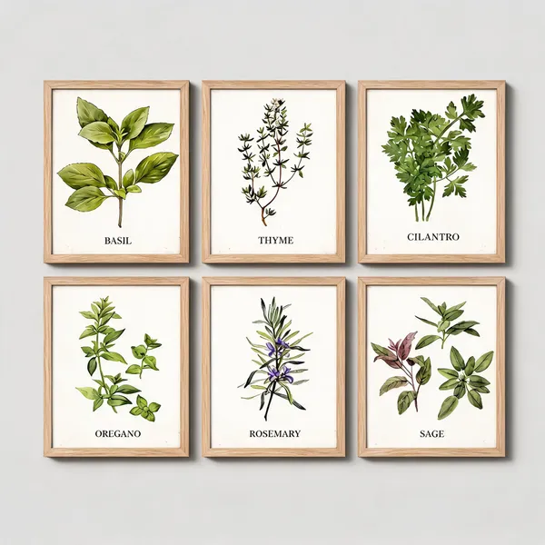 Wooden_Botanical_Herb_Print_Framed_Wall_Art_Set