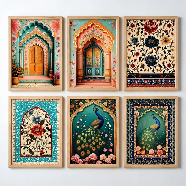 Traditional_Floral_And_Peacock_Framed_Wall_Art_Set