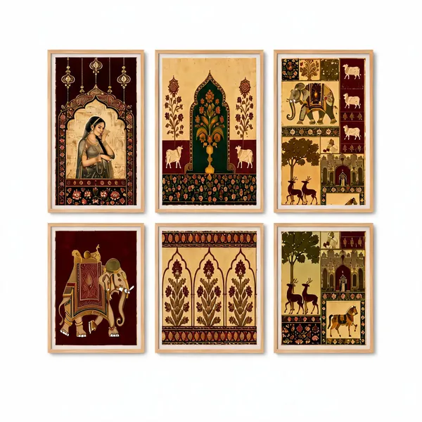 Wooden_Traditional_Indian_Folk_Art_Framed_Wall_Decor_Set