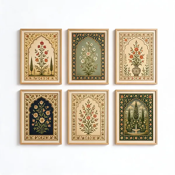 Wood_Tone_Mughal_Floral_Print_Framed_Wall_Art_Set_Of_6