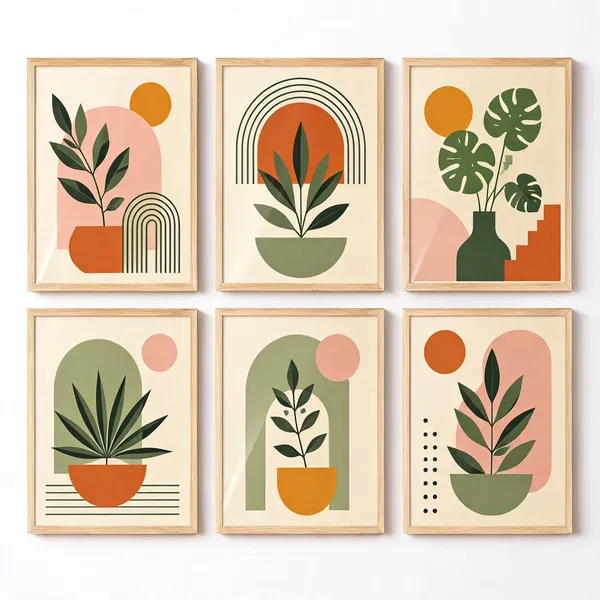 Wood-Style_Abstract_Botanical_Framed_Wall_Art_Set_Of_6
