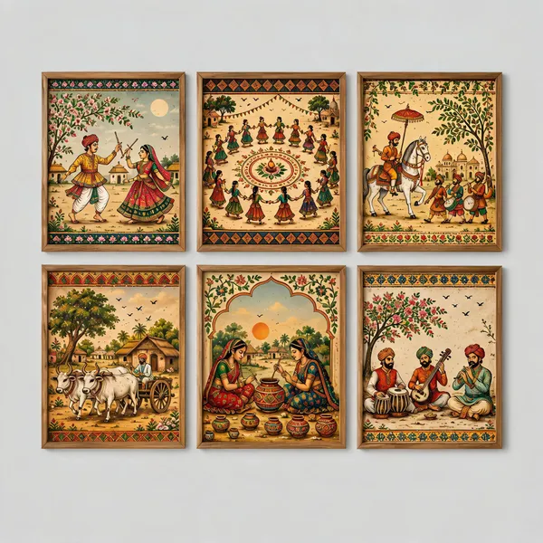Indian_Folk_Art_Framed_Wall_Paintings_Set_Of_6