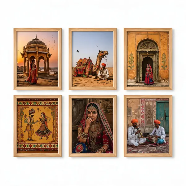 Wood_Traditional_Indian_Art_Framed_Wall_Decor_Set_Of_6