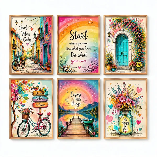 Framed_Inspirational_Multicolour_Wall_Art_Set